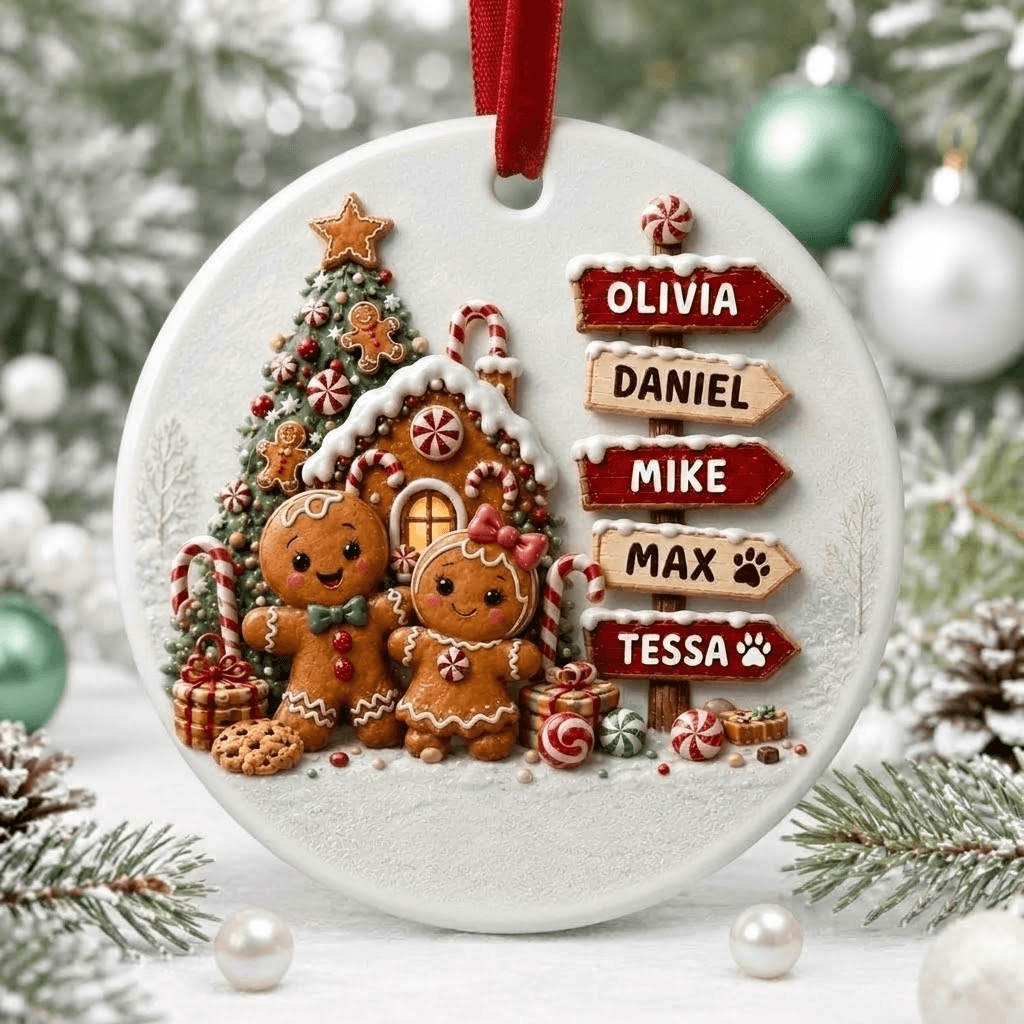 Personalized Family Christmas Ornament 2026, Gingerbread Christmas Ornament, Custom Family Name Keepsake, Christmas Tree Decor, Family Gift
